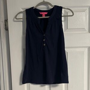 Lilly Pulitzer Navy Sleeveless Henley Tank